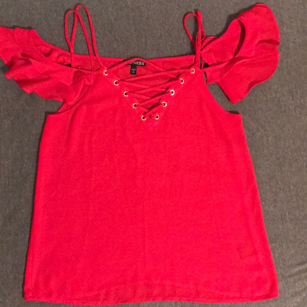 Express off the shoulder red blouse